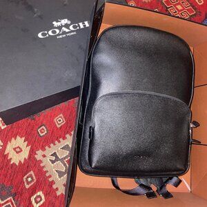 Black leather Coach backpack